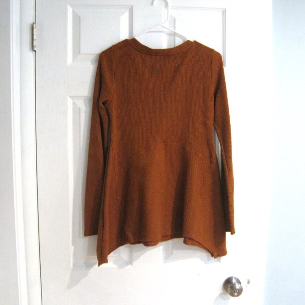Anthropologie Maeve Eliza Henley Babydoll Tunic Size XS Burnt Orange Waffleknit - Picture 4 of 8